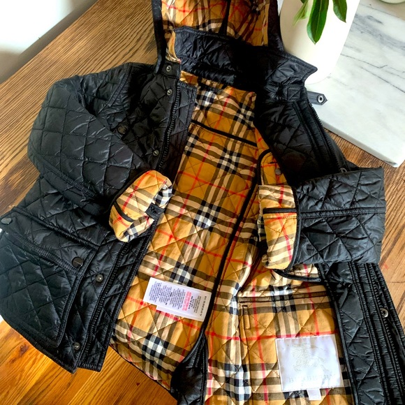 Burberry Kids Black Quilted Coat, Like New